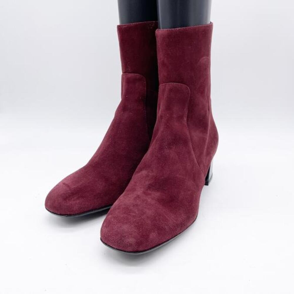 Ron White Women's Weatherproof Suede Ankle Boots Burgundy EU 38.5 US 8